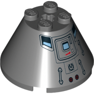 Lego Cone 4 x 4 x 2, Axle Hole with Saturn V Capsule Hatch and Window Print