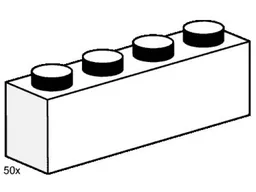1 x 4 White Bricks