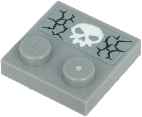 Lego Tile, Modified 2 x 2 with Studs on Edge with Cracks and White Skull Facing Towards Studs Pattern (Sticker) - Sets 71717 / 71719 / 71721 / 71722