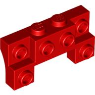 Lego Brick Special 2 x 4 - 1 x 4 with 2 Recessed Studs and Thick Side Arches / Red
