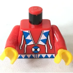 Torso, American Indian Breechcloth with Triangles, Blue/White Amulet Print, Red Arms, Yellow Hands