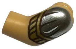 Arm, Left with Silver Shoulder with White and Dark Brown Lines and Gold Armor Pattern / Warm Tan