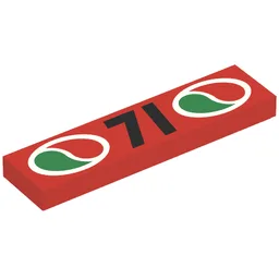 Tile 1 x 4 with Octan Logos and '71' Print / Red