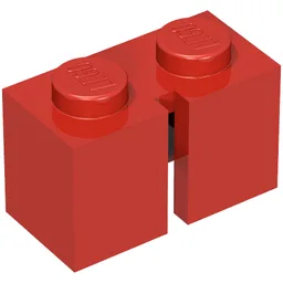 Brick 1 x 2 without Bottom Tube, Slotted (with 1 slot) / Red