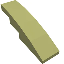 Brick Curved 4 x 1 No Studs [Stud Holder with Asymmetric Ridges] / Olive Green