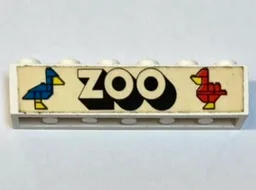 Brick 1 x 6 with 'ZOO' and 2 Birds Pattern (Sticker) - Set 258-1