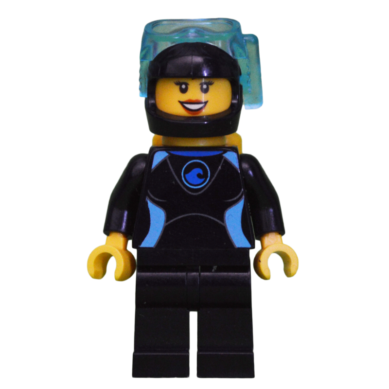 Lego Diver, Woman, Black And Azure Wetsuit, Black Helmet with Mask