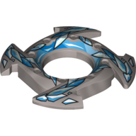 Lego Ring 4 x 4 with 2 x 2 Hole and 4 Arrow Ends with Blue Scales Print (Ninjago Spinner Crown)