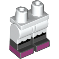 Lego Hips with White Legs and Black Boots Pattern with White Ruffled Knickers and Dark Pink Shoes print