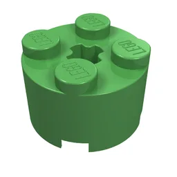 Brick Round 2 x 2 with Axle Hole / Bright Green