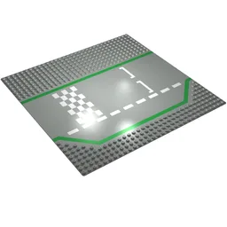 Baseplate 32 x 32 Wide Road, 9-Stud with 3 Lane Race Track Checker Print / Light Gray