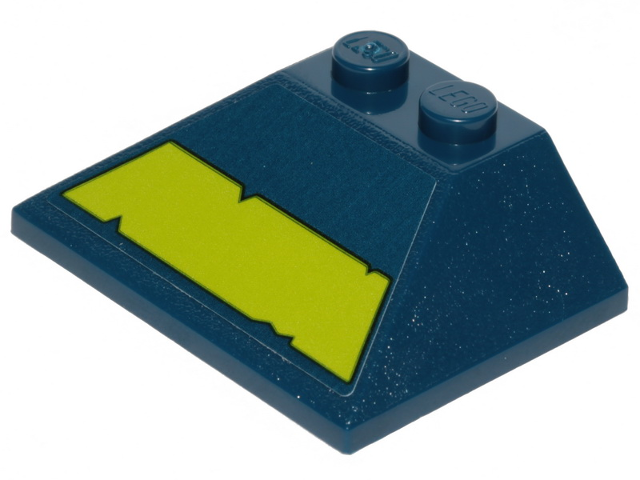 Lego Slope 45 3 x 4 Double / 33 with Lime Stripe with Cut Out Edges Pattern (Sticker) - Set 70839
