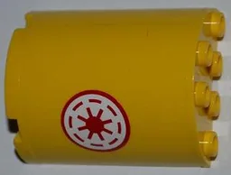 Cylinder Half 2 x 4 x 4 with Red SW Republic Pattern Model Left Side (Sticker) - Set 8037