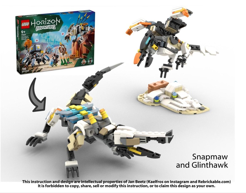 Lego Horizon Snapmaw and Glinthawk 77037 Alternate