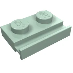 Plate Special 1 x 2 with Door Rail / Sand Green
