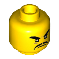 Lego Minifig Head Shark Army / Officer Toque, Thick Eyebrows and Moustache, Angry Expression Print [Hollow Stud] / Yellow