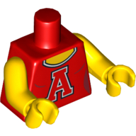 Lego Torso Top with Scoop Neck and Red 'A' Print, Yellow Arms and Hands / Red