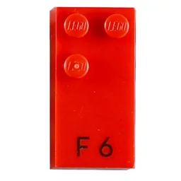 Braille Brick 2 x 4 with 3 Studs ⠋ and 'F 6' Print / Red