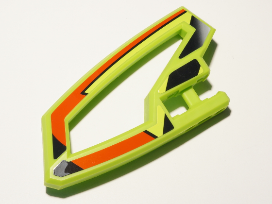 Lego Technic, Panel RC Car Panel Flexible Left with Red and Black Stripes on Lime Background Pattern (Stickers) - Set 8675