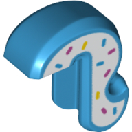 Lego Animal Body Part, Cat Tail with Medium White, Medium Blue, Yellow, dark Pink Sprinkles print / Dark Azure