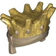 Minifig Headwear Turban with Crown Gold Pattern / Dark Tan
