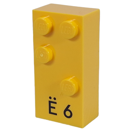 Lego Braille Brick 2 x 4 with 4 Studs ⠫ and 'Ë 6' print