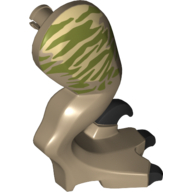 Lego Animal Body Part, Dinosaur, Raptor Leg, Right, with Pin, with Olive Green Stripes Print / Dark Tan