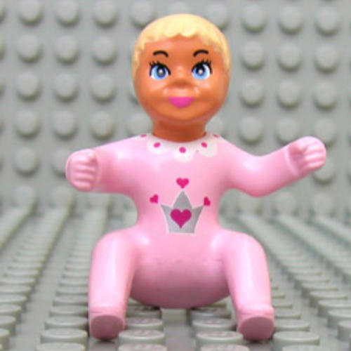 Lego Belville Figure Baby, Light Yellow Hair, Crown Print / Nougat