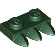 Plate Special 1 x 2 with Three Teeth [Tri-Tooth] / Dark Green