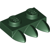 Lego Plate Special 1 x 2 with Three Teeth [Tri-Tooth] / Dark Green