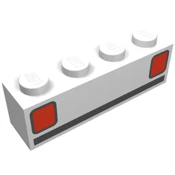 Brick 1 x 4 with Basic Car Tail-lights Print / White