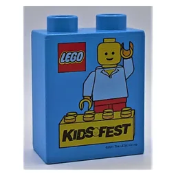 Duplo Brick 1 x 2 x 2 with 'Kids Fest 2011' Print / Medium Blue