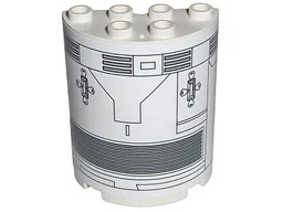 Cylinder Half 2 x 4 x 4 with Black Mechanical Pattern (Sticker) - Set 7468