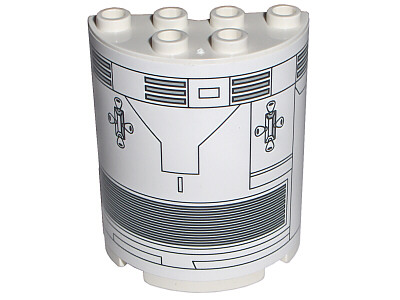 Lego Cylinder Half 2 x 4 x 4 with Black Mechanical Pattern (Sticker) - Set 7468