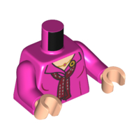 Lego Torso, Jacket, Red Scarf, Gold Broche, Necklace print, Dark Pink Arms, Light Nougat Hands / Dark Pink