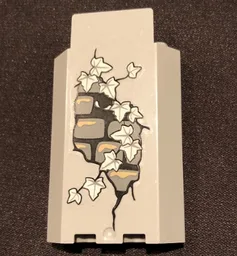 Panel 3 x 3 x 6 Corner Wall without Bottom Indentations with Bricks, 11 White Ivy Leaves and White Eyes Looking Left Pattern, Glow in the Dark (Sticker) - Set 9468