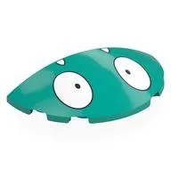 Brick Round 3 x 6 Half Circle with Eyes and Teeth (Munchlax Face) Print / Dark Turquoise
