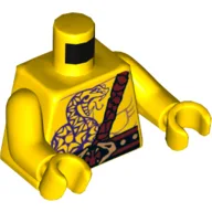 Torso, Bare Chest Muscles, Purple Snake Tattoo, Snake Buckle, Shoulder Strap / Scar on Back Print, Yellow Arms and Hands / Yellow