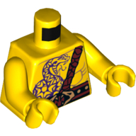 Lego Torso Bare Chest Muscles, Purple Snake Tattoo, Snake Buckle, Shoulder Strap / Scar on Back Print, Yellow Arms and Hands / Yellow