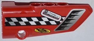 Lego Technic, Panel Fairing # 4 Small Smooth Long, Side B with Air Intake, Checkered Stripe and Sponsor Logos Pattern (Sticker) - Set 42011