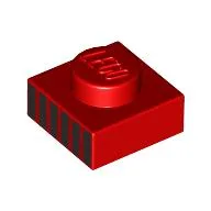 Plate 1 x 1 with Black Stripes / Grill Print / Red