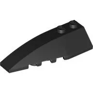 Brick Wedged, Curved 6 x 2 Left, Inner Ridges / Black