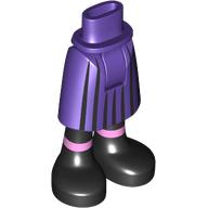 Lego Minidoll Hips and Mid-Length Skirt with Black Stripes, Black Legs, Boots, Bright Pink Band print / Dark Purple