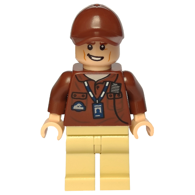Lego Park Worker, Reddish Brown Jacket, Tan Legs, Cap