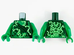 Torso Tunic with Bright Green and White Electricity Energy and Dragon on Back Pattern / Green Arms / Green Hands