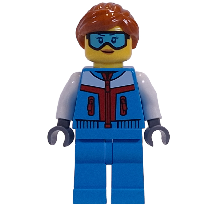 Lego Dark Azure Torso, Dark Azure Legs, Dark Orange Hair, Goggles