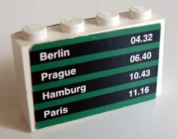 Stickered Assembly 4 x 1 x 2 with Train Schedule Pattern on Both Sides (Stickers) - Sets 4560 / 4561