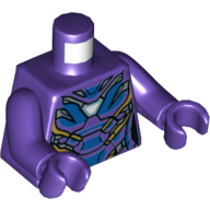 Lego Torso Armor with Gold and Blue Plates, and White Triangle (Arc Reactor) Print, Dark Purple Arms and Hands