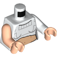 Lego Torso, Odd Arms, Shirt, Torn with Bare Midriff Print (Padme Amidala), Left White Arm, Right Light Nougat Arm, Light Nougat Hands / White