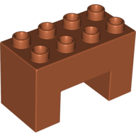 Lego Duplo Brick 2 x 4 x 2 with 2 x 2 Square Arch / Dark Orange